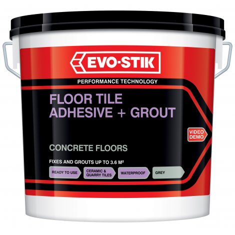 Floor tile adhesive and grout for concrete floors